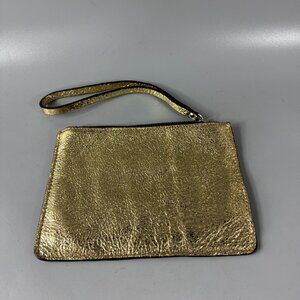 MARTINA MORI Made in Italy GOLD METALLIC Genuine Leather Wristlet Pouch